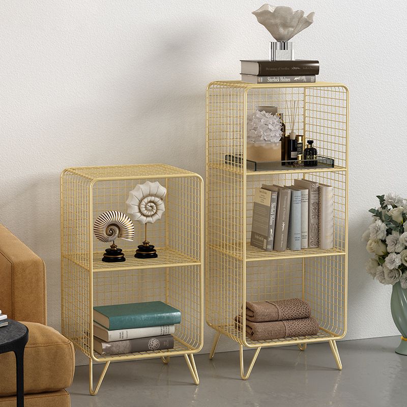 Glam Closed Back Bookshelf Standard Metal Bookcase with Shelves
