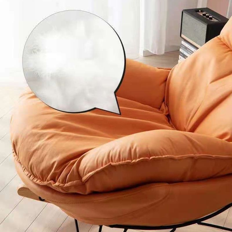 Modern Glider Chair Solid Pure Color Faux Leather Rocker Chair with Ottoman