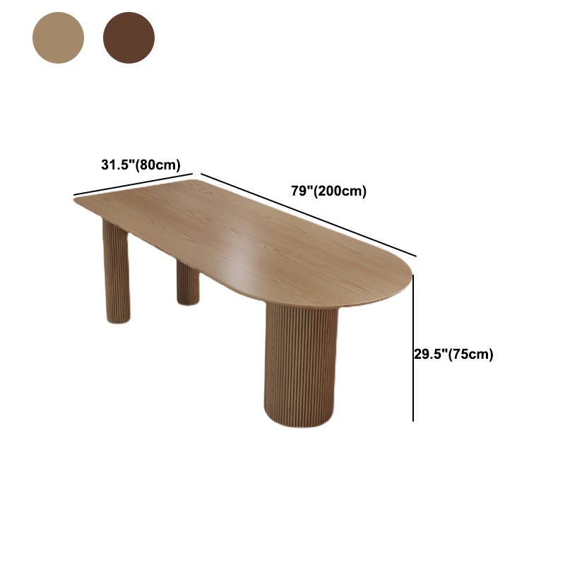 Contemporary Wood Top Oval Dinette Table Wood Pedestal Dining Table