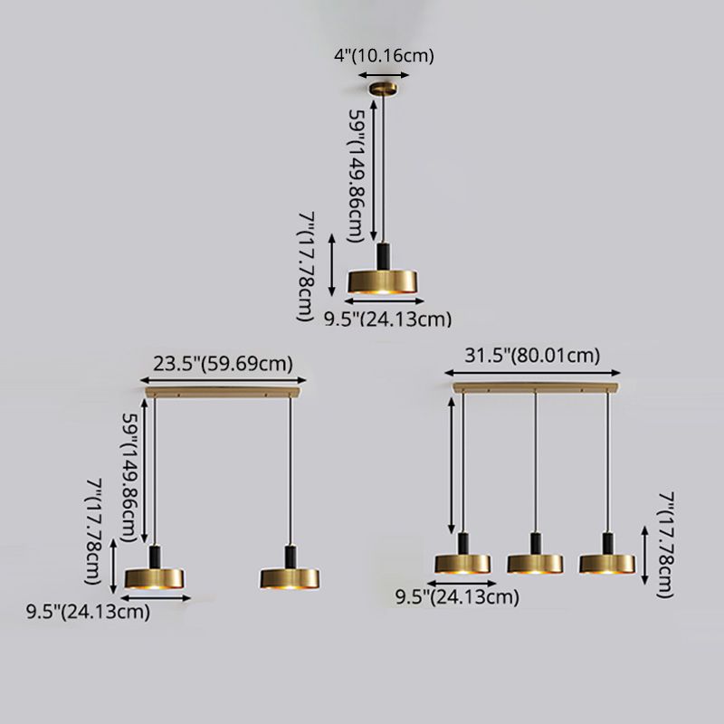 Simple Style Drum-Shaped Pendant Light Fixture Metal Bedroom Hanging Light Fixture