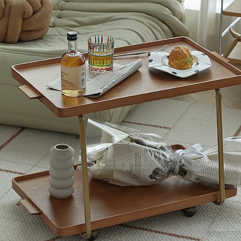 20.47" Tall Tray Top Side Accent Table Solid Wood End Slide Table