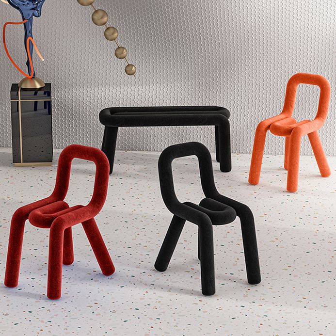 Modern Style Upholstered Dining Chair Open Back Dining Side Chair