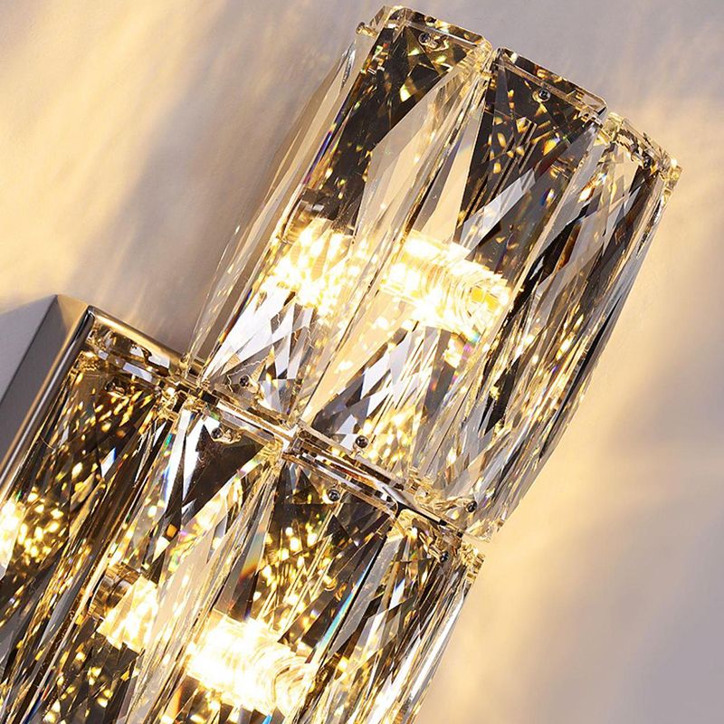 Crystal Cylinder Shape Wall Lighting Modern Style Multi Lights Wall Light Sconce