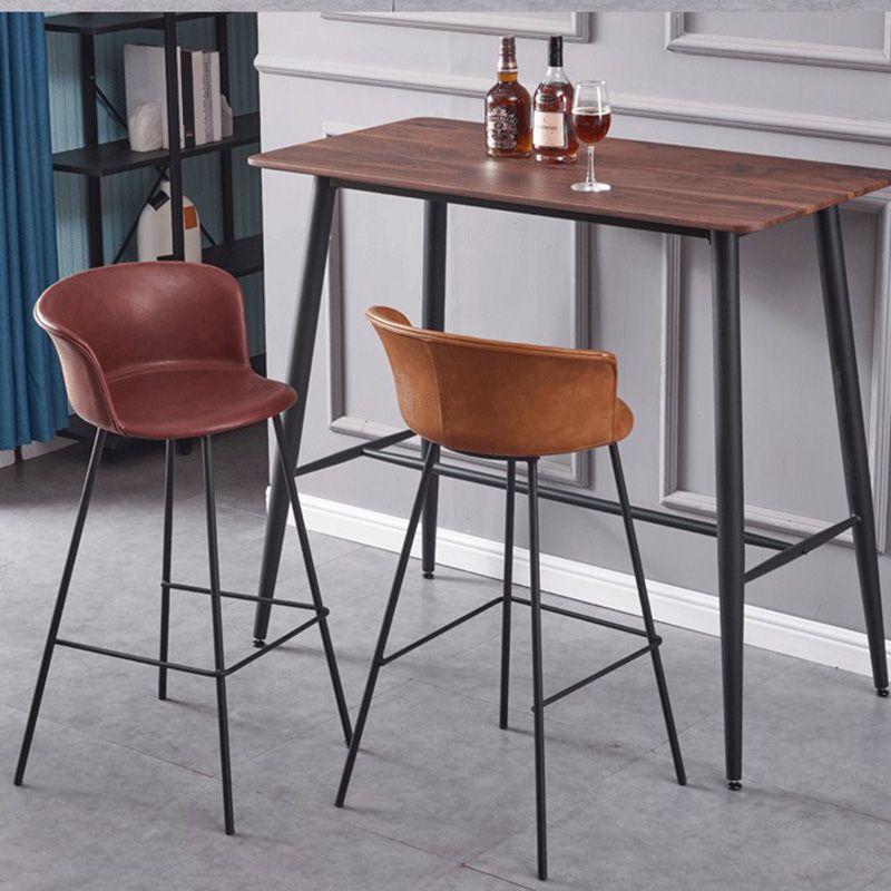 Restaurant Low Back Bar Stool Modern Leather Footrest Counter Height Stool
