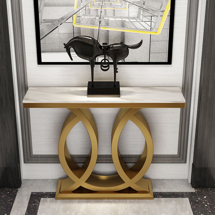 Glam Rectangle Console Accent Table Metal Sofa Console Table for Hall