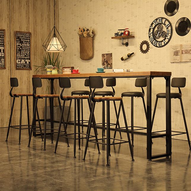Solid Wood Bar Dinner Table Industrial Bar Dining Table with Black Base