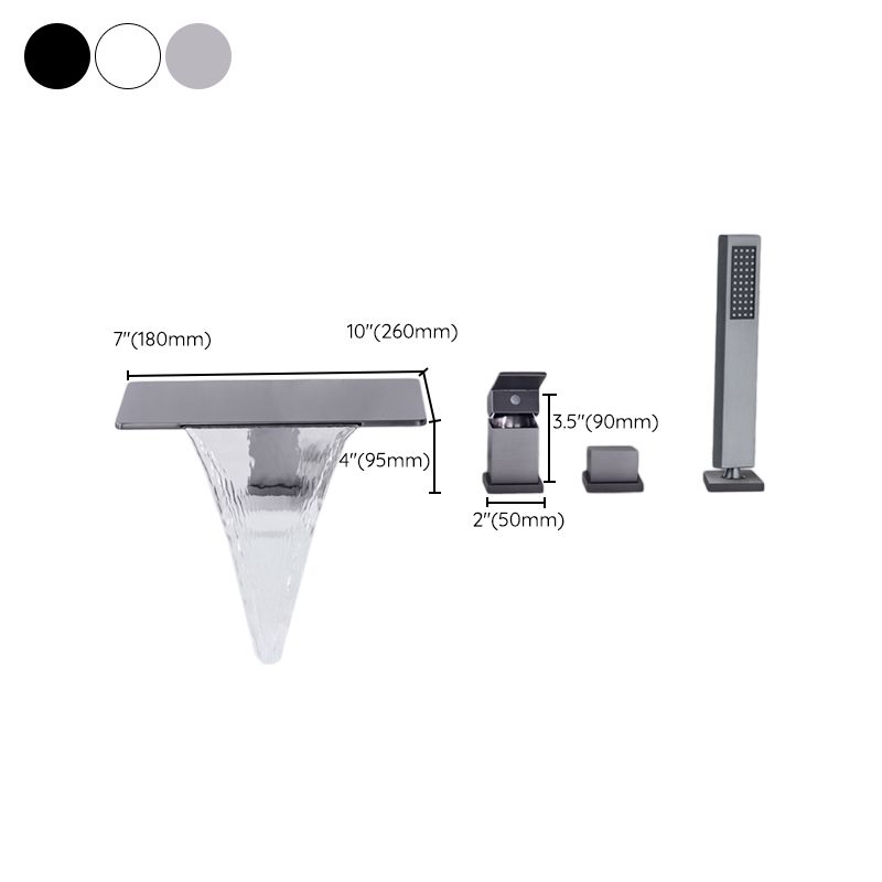 Modern Deck Mounted Metal Freestanding Tub Filler Waterfall Freestanding Faucet