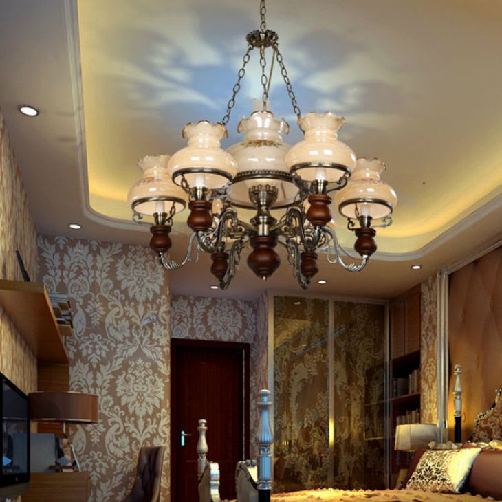 Lámpara de queroseno de vidrio lámpara de suspensión de techo de restaurante estilo náutico