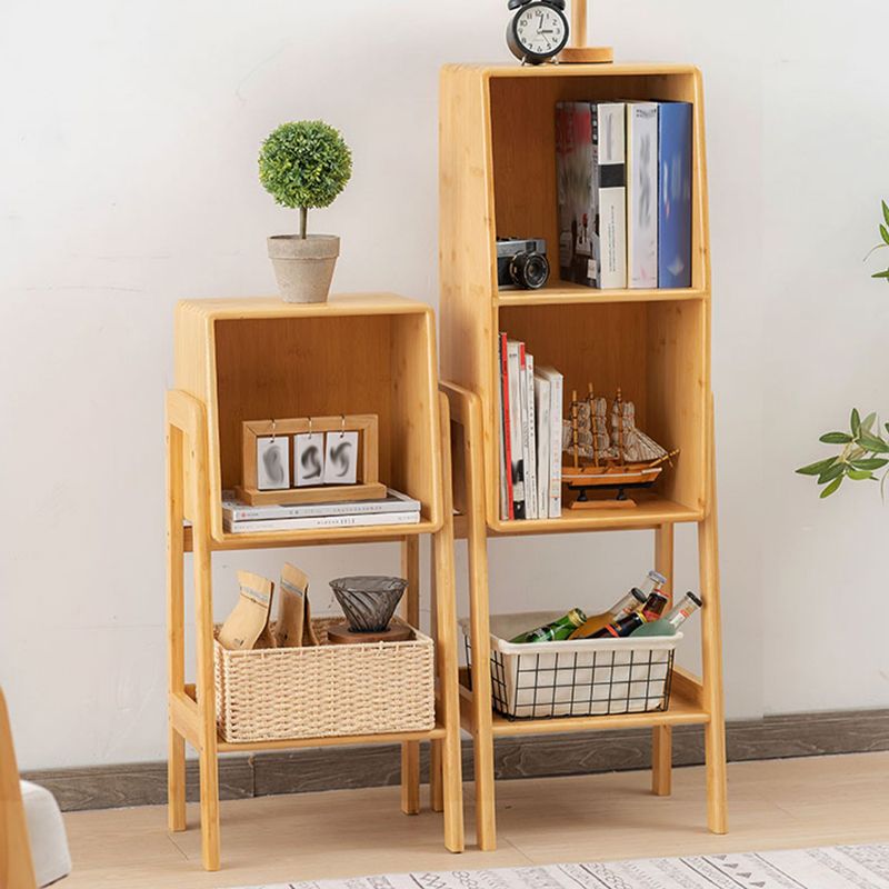 Bamboo Vertical Bookshelf Contemporary Closed Back Bookcase with Shelves