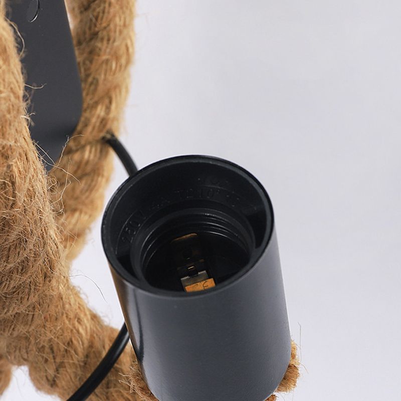 Geometric Wall Light Fixture Modern Rope 1 Light Wall Sconce in Black