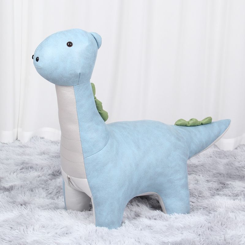 Modern Velvet Pouf Chair Contrast Color Dinosaurs Shape Water Resistant Chair Ottoman