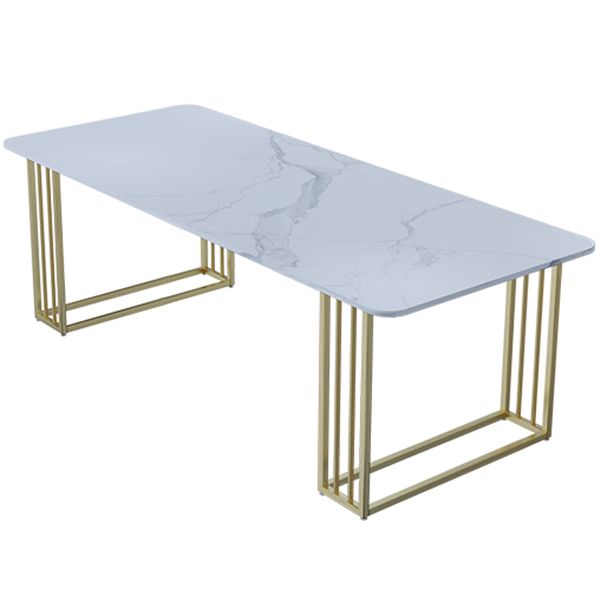 Glam Style Marble Writing Desk Rectangular Sled Base Office Desk