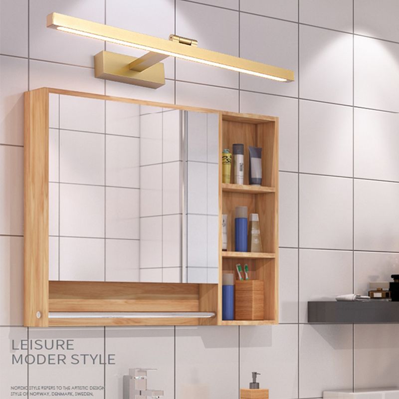 Moderne stijl lineaire schaduw muur sconce metaal 1 licht spiegel muur gemonteerde verlichting in goud