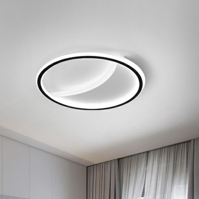 Plafonnier encastré rond ultra fin en acrylique, luminaire contemporain à LED noir