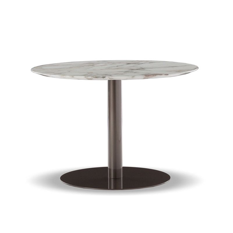 Metal Traditional Luxury Round Dining Table Marble Indoor Table Top with Pedestal Base