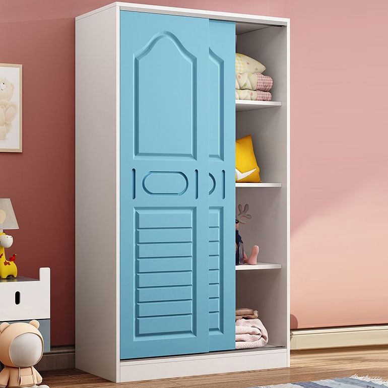 Contemporary Wood Wardrobe 2-Door Wardrobe Closet for Bedroom