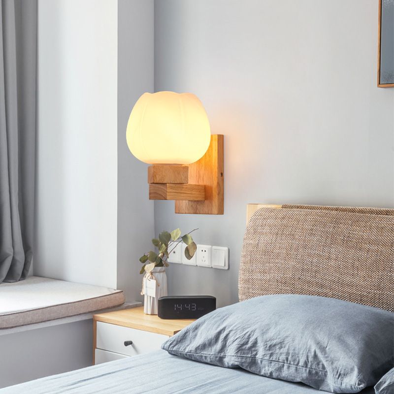 Modern Style Geometric Wall Light Sconces Wood 1 Light Wall Lighting Ideas