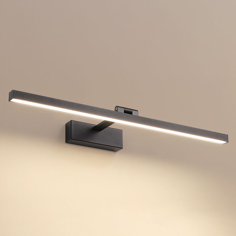 Moderna lampada da monte a parete lineare nero lampada da parete in metallo a 1 luce per bagno