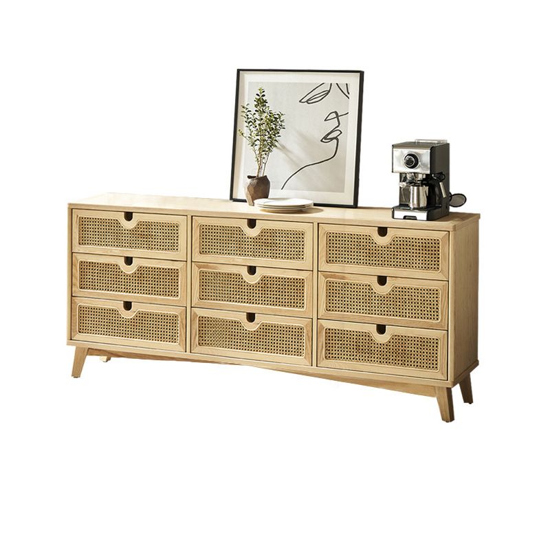 Modern Natural Accent Chest with Drawers and Solid Wood Straight Legs