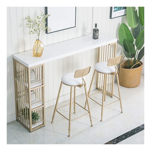 Glam Style Bar Table Set 1/3 Pieces Rectangle Bar Table with Upholstered Stools