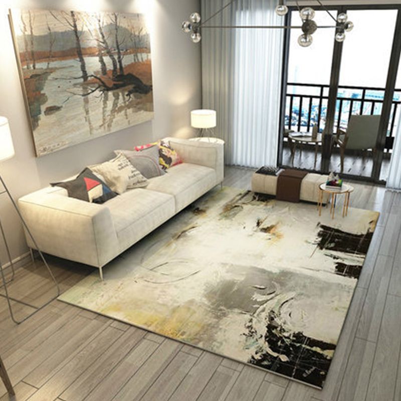 Modern Home Decor Rug Multi Color Abstract Print Area Carpet Synthetics Non-Slip Backing Pet Friendly Rug