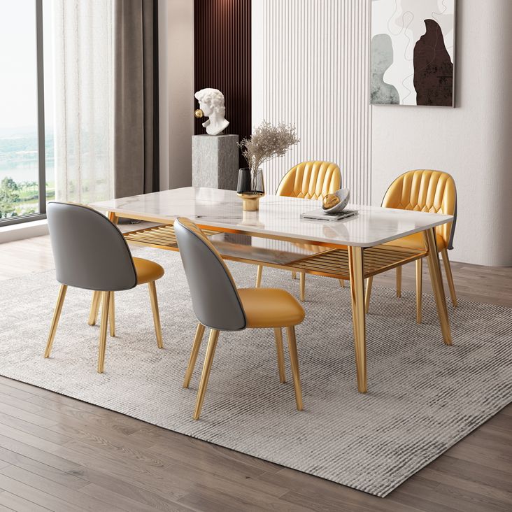 Glam Sintered Stone Küche Esstisch Rechteck Form weißer Esstisch für Küche