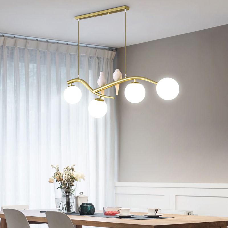 Contemporáneo de lámparas de la isla Sphere Glass 4 luces de la isla