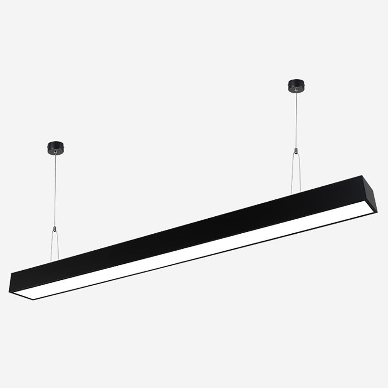Lampes suspendues modernes linéaires, luminaires d'éclairage pendentif à LED noir pour le bureau