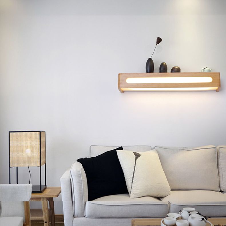 Simplicity Rectangle Vanity Mirror Lights Wood Wall Light Fixtures for Bathroom