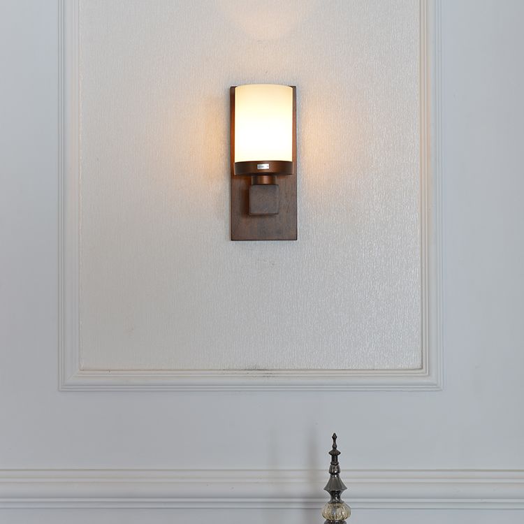 Aplique de pared americano vintage para sala de estar, 1 luz, aplique de pared de madera para pasillo