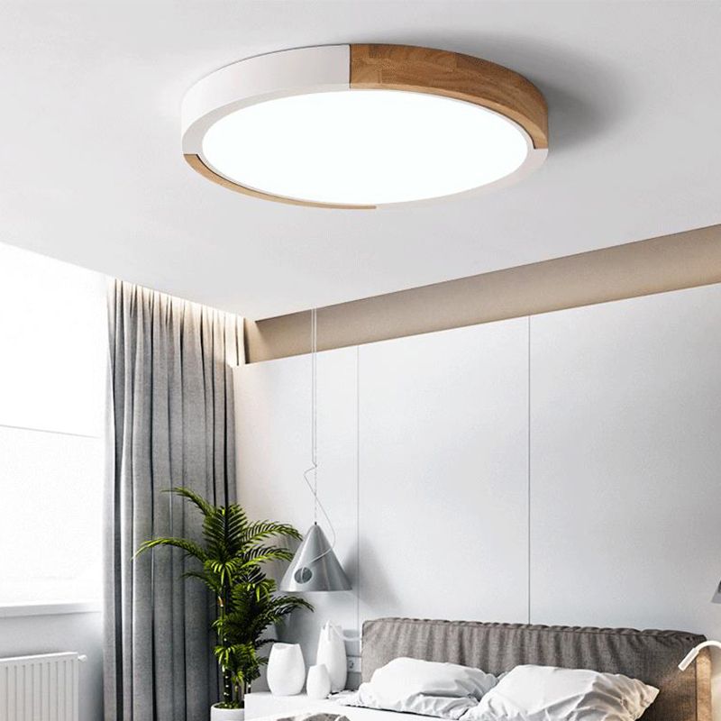 Circle Flush Mount Macaron Acrylic White/Pink/Yellow LED Ceiling Light Fixture in Warm/White Light, 16"/19.5" Wide
