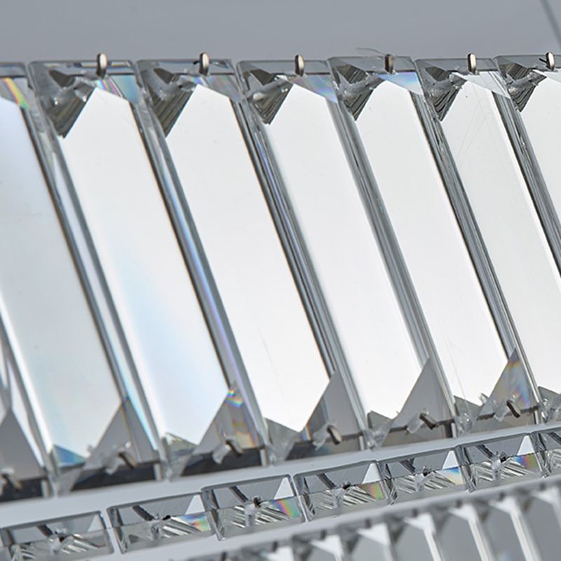 Minimalist Crystal Hanging Lamp, Luxury Linear Shade Hanging Light in Gold for Dinner Table