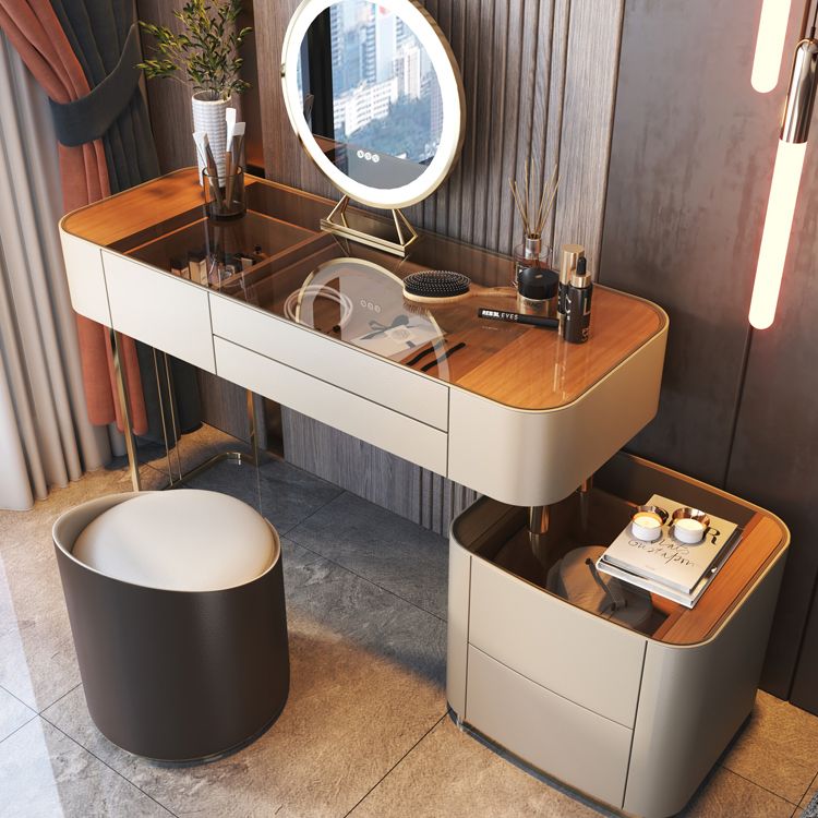 Luxurious Wood and Metal Make-up Vanity 5 Drawers Dressing Table