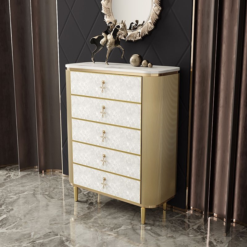 Glam Vertical Vertical Stone Storage Wood Dresser with 3/4/5 Drawers for Bedroom