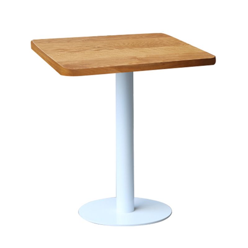 Round Casual Dining Table Wood Color Fixed Table of Pinewood Solid Wood