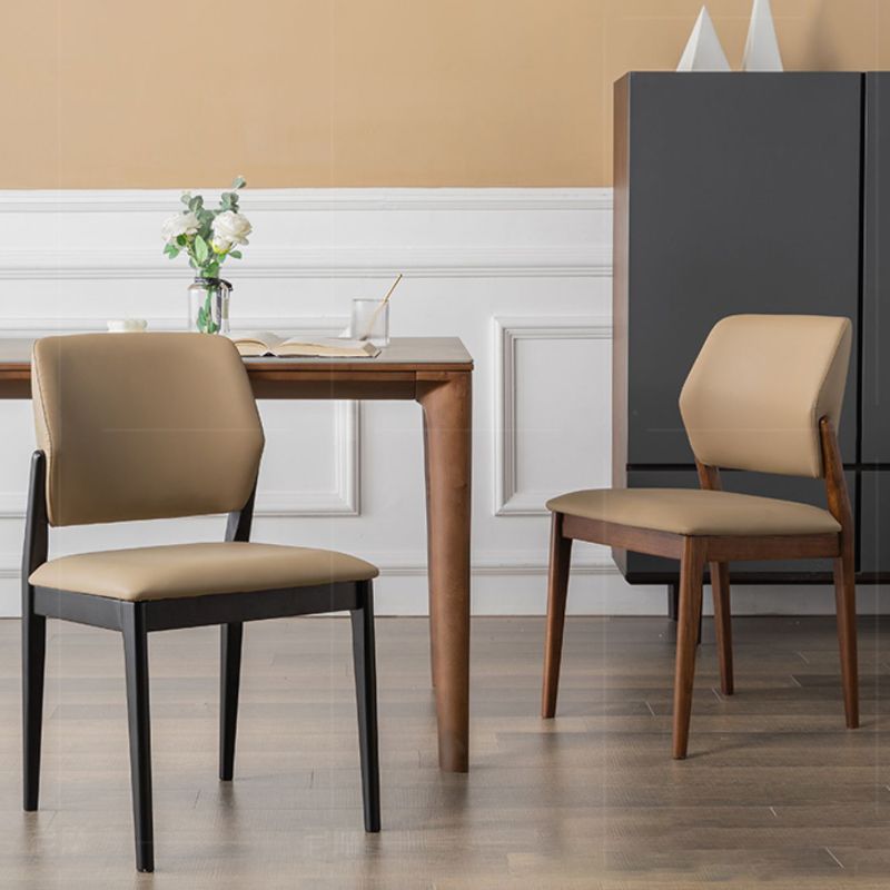 Industrial Upholstered Armless Chair Home Solid Wood Dining Chair