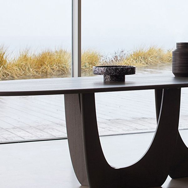 Mesa de comedor de madera sólida Simplicidad Simplicidad Doble pedestal para comedor