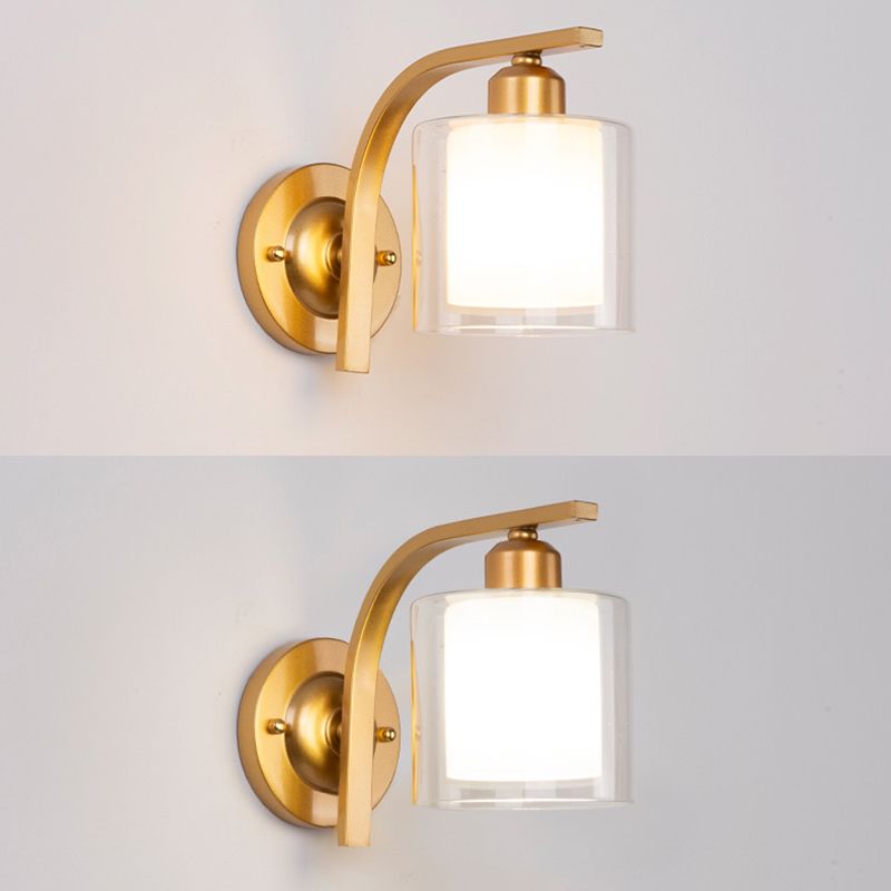 Zeitgenössische klare Glas Wandleuchte 1 Kopfmetallwandlicht für Wohnzimmer