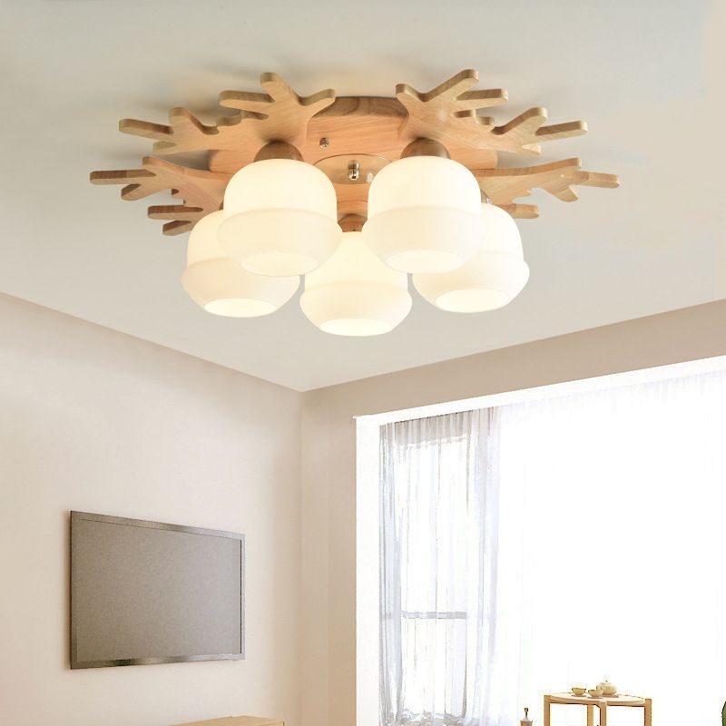 Antler Shape Flush Light Modern Style Glass 1/3/5/7 Lights Flush Ceiling Light in White