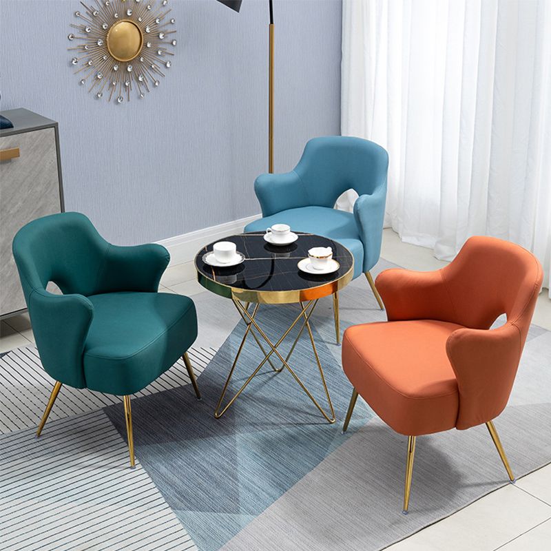 Nordic Fabric Arms Included with Goldtone Legs Fixed Back Accent Armchair