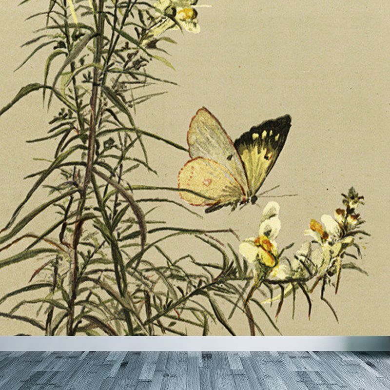 Extra Large Botanical Mural Brown Non-Woven Wall Art for Indoor Decor, Custom Printed