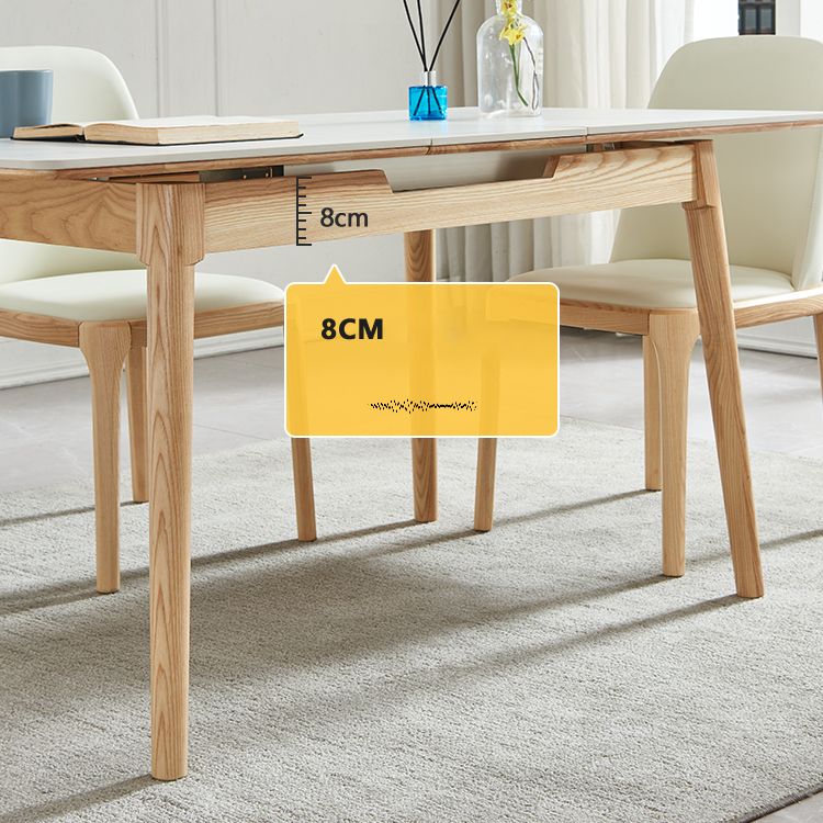 Minimalist Rectangle Shape White Dining Set Sintered Stone Standard Dining Set for Kitchen