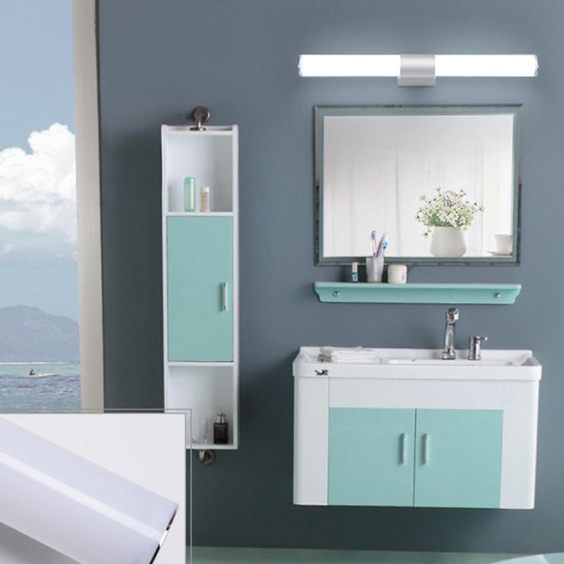 Silver Acrylic Contemporary Wall Sconce 1-Light Linear Wall Mounted Lighting for Bathroom