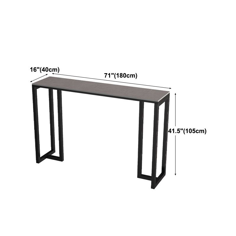 Industrial Rectangle Indoor Bar Dining Table Grey Stone Bistro Table Fixed Table