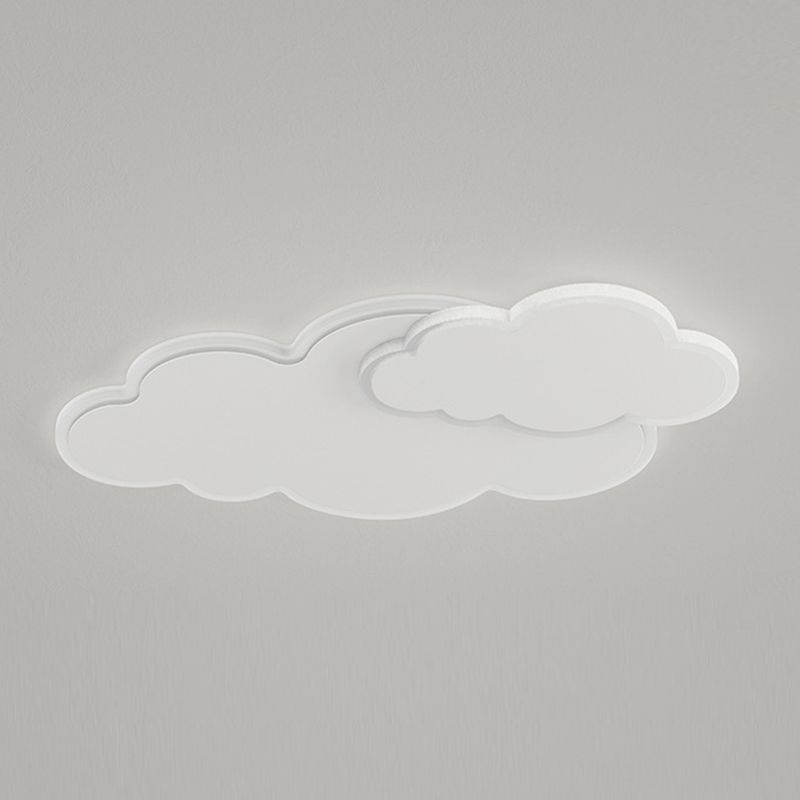 Modern Flush Mount Cloud Metal LED Ceiling Light Fixture in White for Bedroom