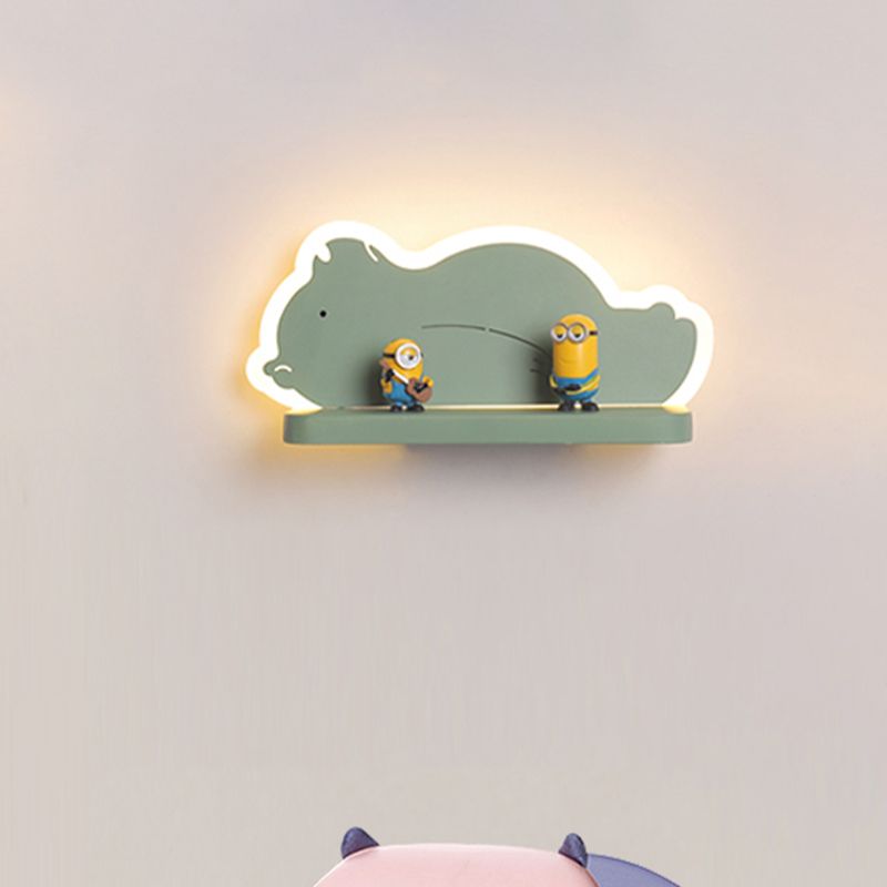 Acryl olifant/vliegtuig/kalebas lampje lichte cartoon led wand gemonteerde lamp met opbergdesk in tin/geel/blauw, wit/warm licht