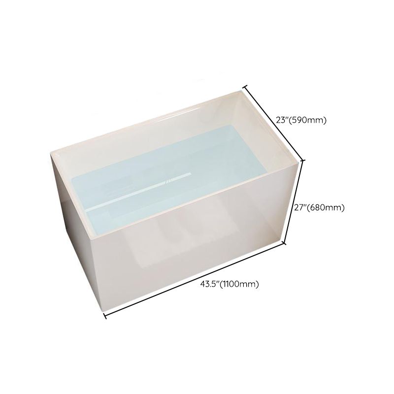 White Acrylic Bathtub Freestanding Soaking Rectangular Modern Bath