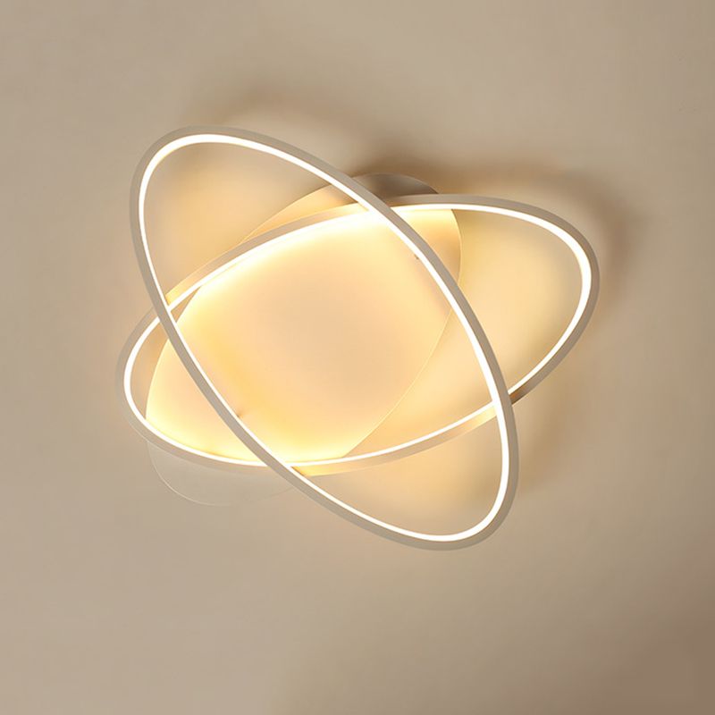 2-Lights Circle Semi Flush Mount Light Metal Modern Style Semi Flush Mounted Ceiling Led Lights
