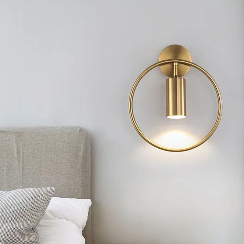 Black/Golden Single Modern Wall Mounted Sconce Metallic Wall Light