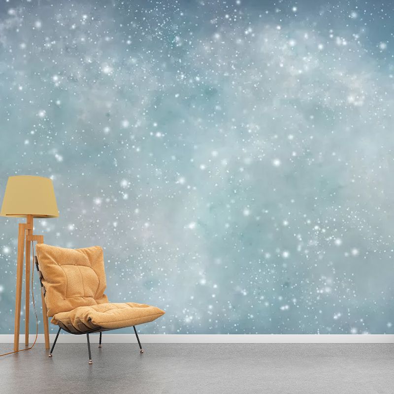 Blue Contemporary Mural Wallpaper Customized Size Stars Wall Art for Living Room Decoration